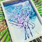 Peinture à l'encre en format A4, arbre imaginaire à l'inspiration japonaise