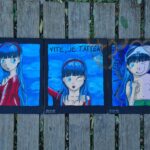 Oolong- 132 euros triptyque sur carton toilé format 75cm par 30cm Peinture acrylique