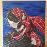 Spiderman VS Venom- 150euros , Peinture sur carton toilé 50cm par 60cm