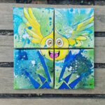 Gomechan- 39euros Quadriptyque- peinture sur toiles 24cm par 24cm