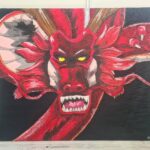Shenron rouge- 172euros, peinture sur toile- 60cm par 70cm