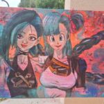 Bulma VS Jinx- 198euros ,peinture sur toile 50cm x70cm
