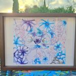 Stitch fleural- 30euros , stylo sous cadre A4