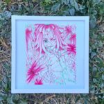 Sakura fleural- 28euros , stylo sous cadre 20cm par 20cm