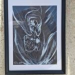 Saitama, acrylique sur cançon, A3