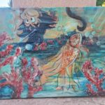 La pêche et Goku enfant,- 78euros peinture sur toile, 40cm par 30cm